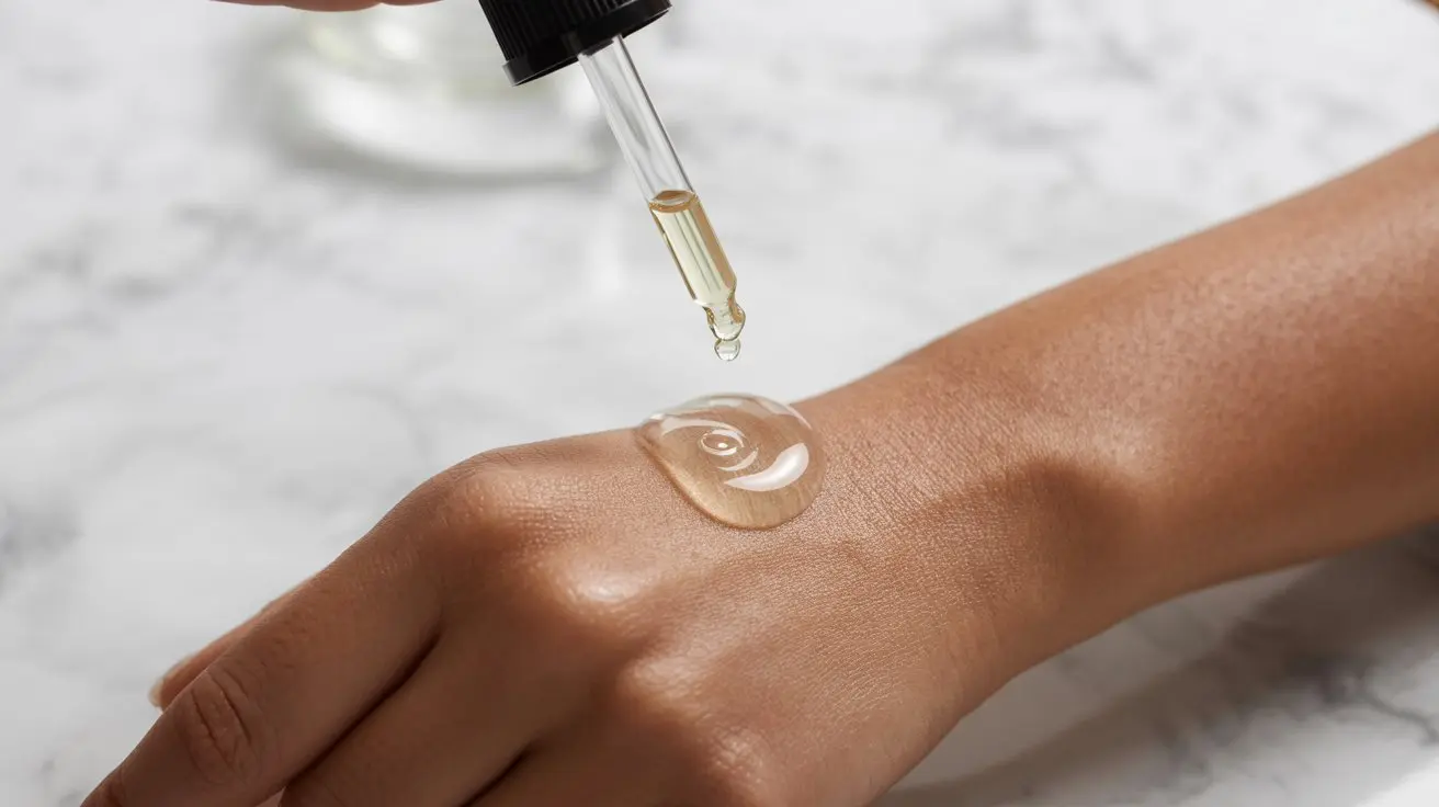 dropping tea tree oil onto aloe vera gel on a person’s clean skin